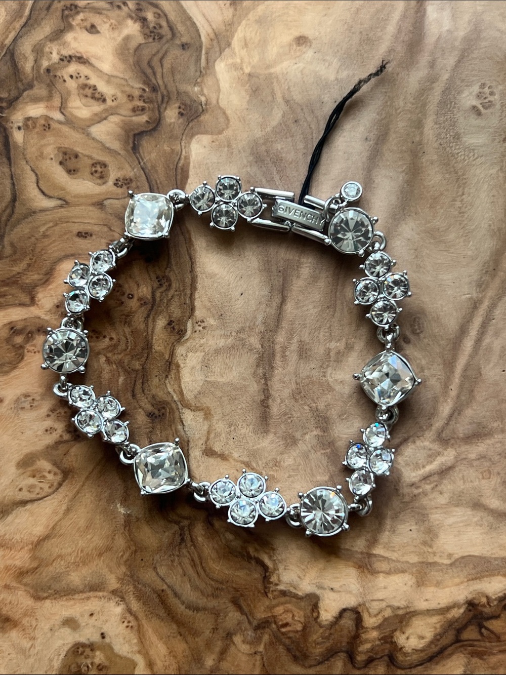Givenchy Silver-Tone Crystal Bracelet with Clear Stones: small. NWT